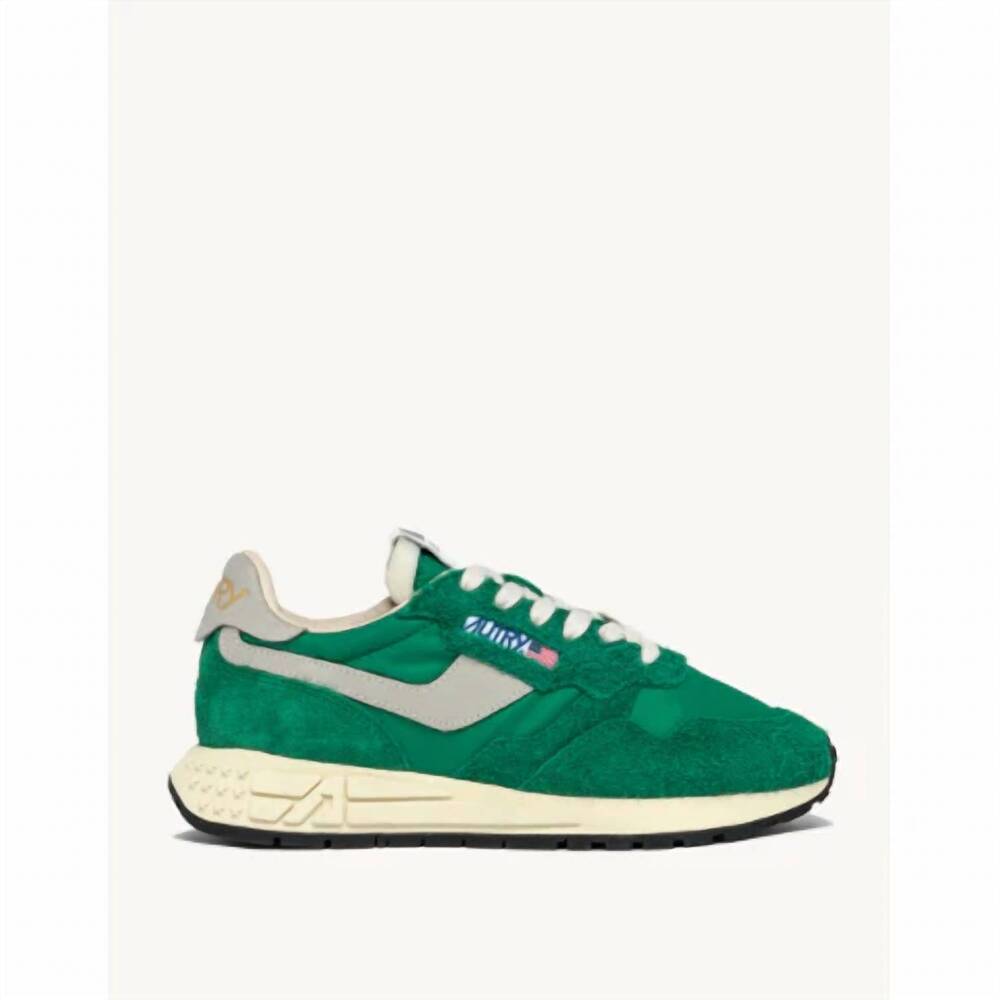 NEW AUTRY women's reelwind low sneakers in green nylon and suede